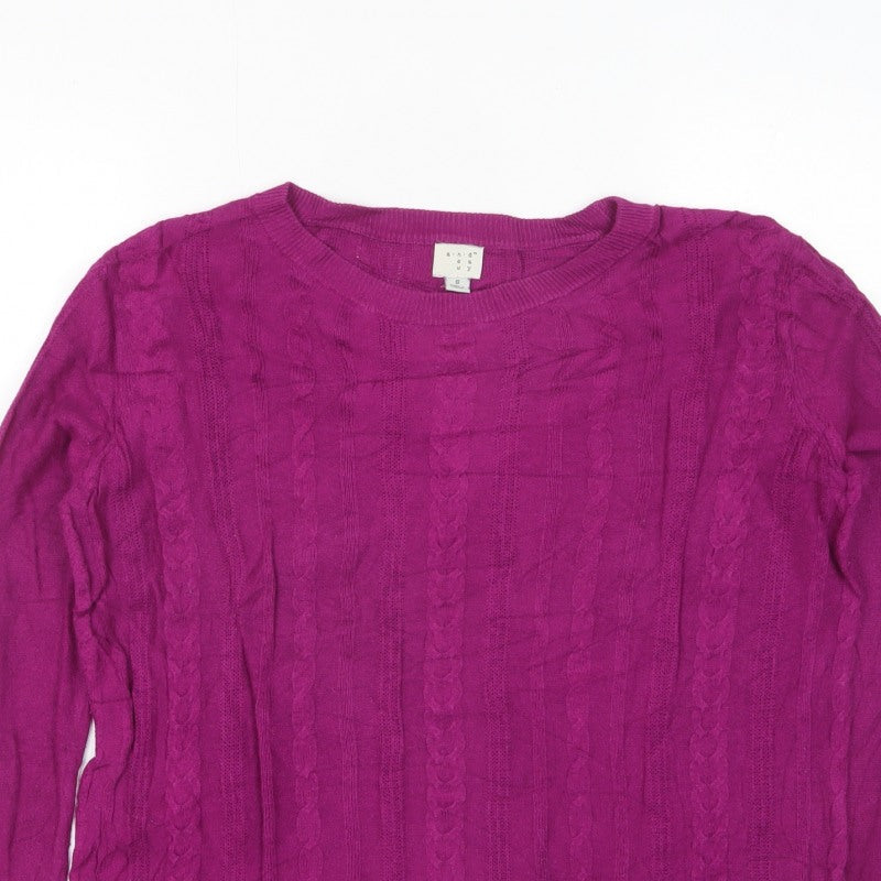 a.n.d Women’s Purple Cable Knit Crew Neck Jumper Size S