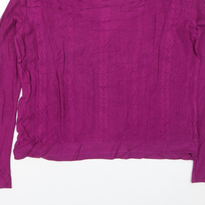 a.n.d Women’s Purple Cable Knit Crew Neck Jumper Size S