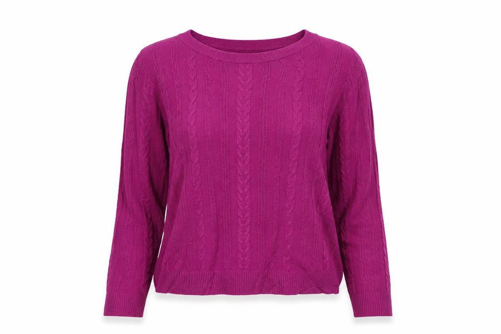 a.n.d Women’s Purple Cable Knit Crew Neck Jumper Size S