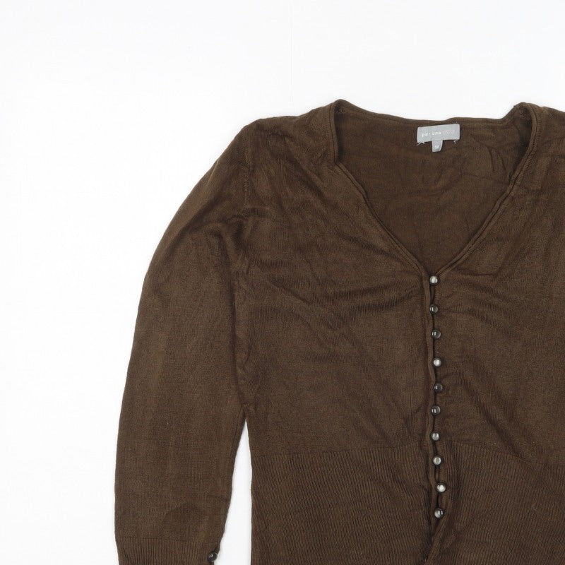 Per Una Women’s Brown Size 14 V-Neck Button Knit Cardigan