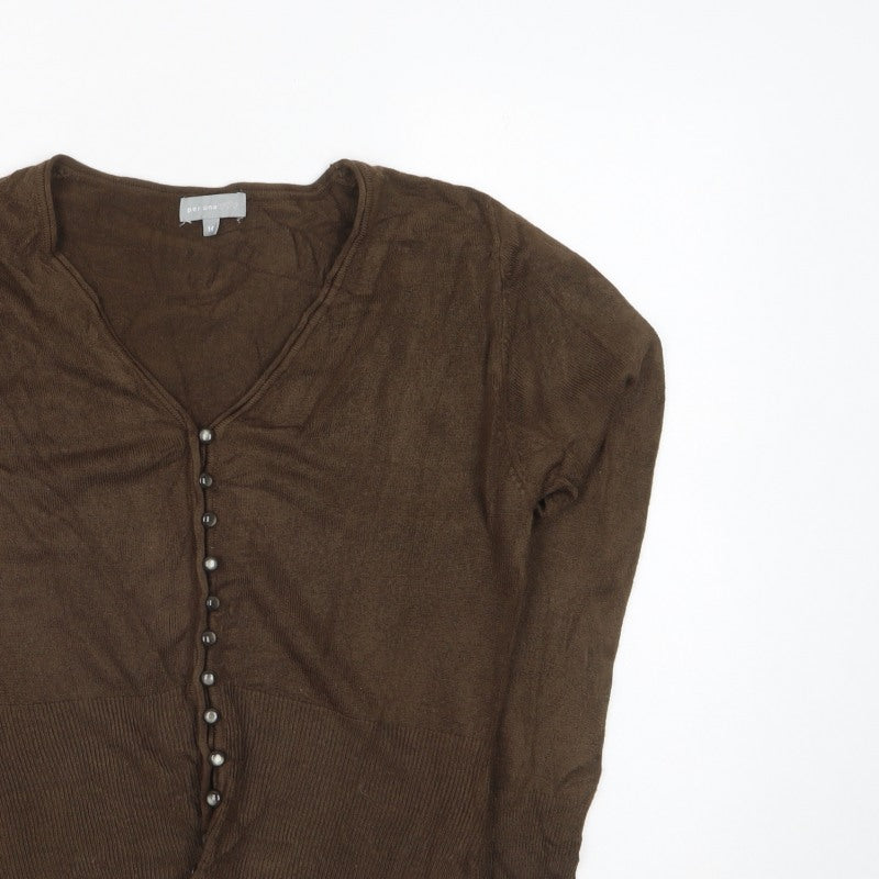 Per Una Women’s Brown Size 14 V-Neck Button Knit Cardigan