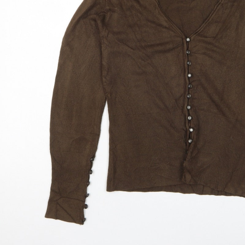 Per Una Women’s Brown Size 14 V-Neck Button Knit Cardigan