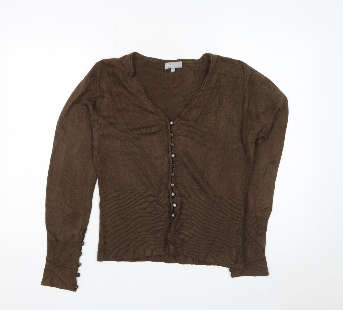 Per Una Women’s Brown Size 14 V-Neck Button Knit Cardigan