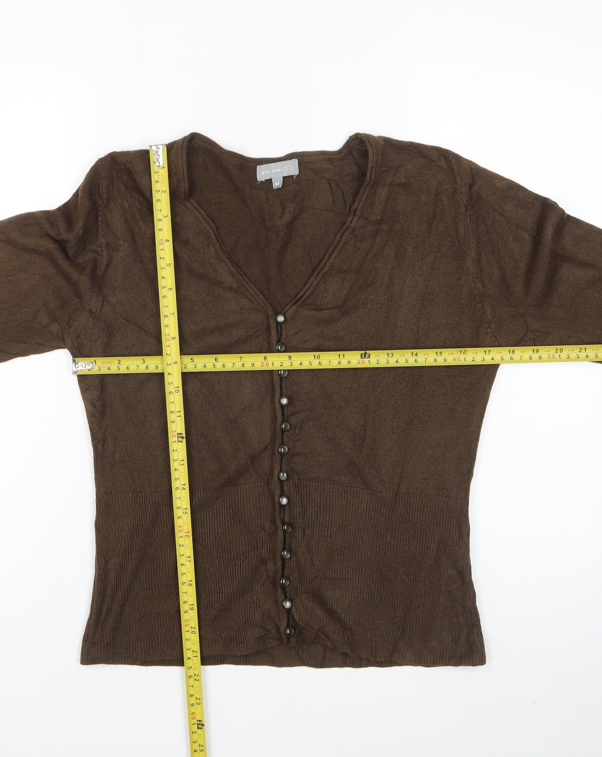 Per Una Women’s Brown Size 14 V-Neck Button Knit Cardigan