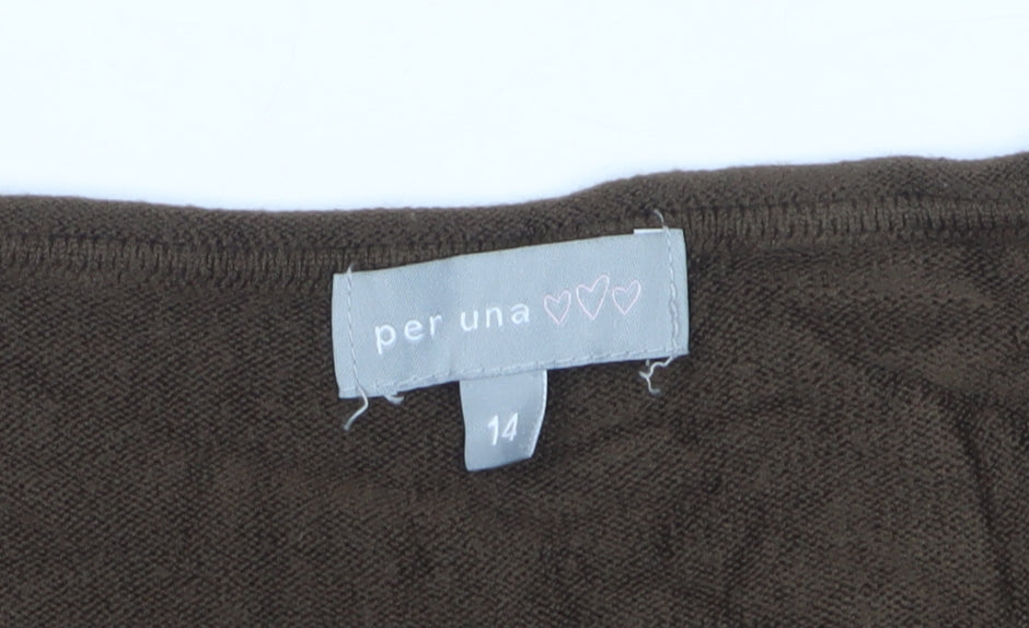 Per Una Women’s Brown Size 14 V-Neck Button Knit Cardigan