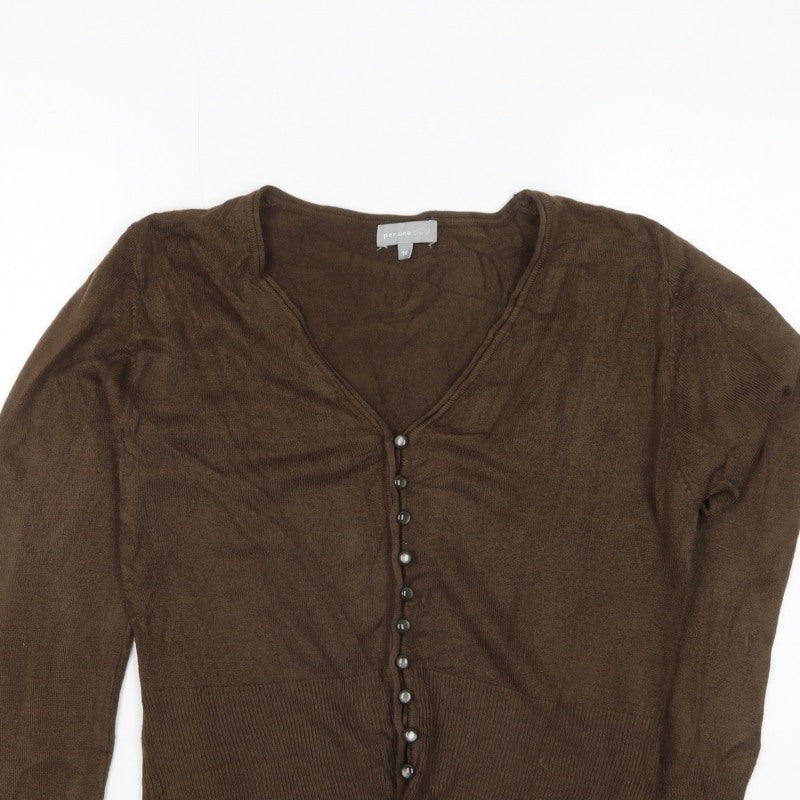 Per Una Women’s Brown Size 14 V-Neck Button Knit Cardigan