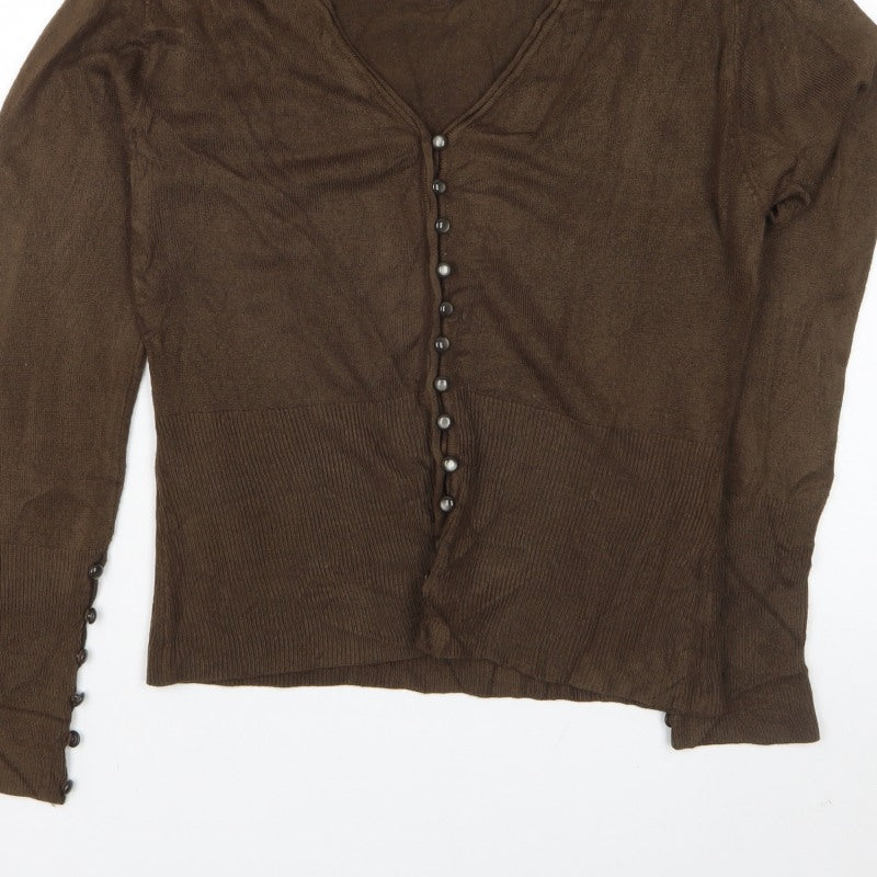 Per Una Women’s Brown Size 14 V-Neck Button Knit Cardigan