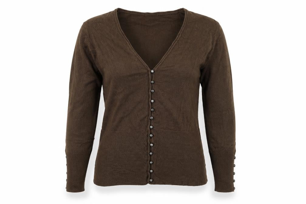 Per Una Women’s Brown Size 14 V-Neck Button Knit Cardigan