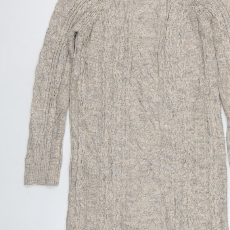 Marks & Spencer Women Beige Size 12 Cable Knit Long Jumper Dress