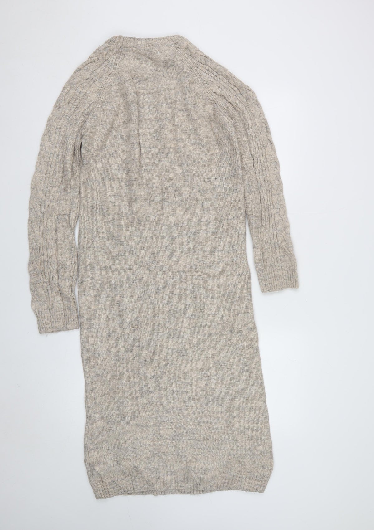 Marks & Spencer Women Beige Size 12 Cable Knit Long Jumper Dress