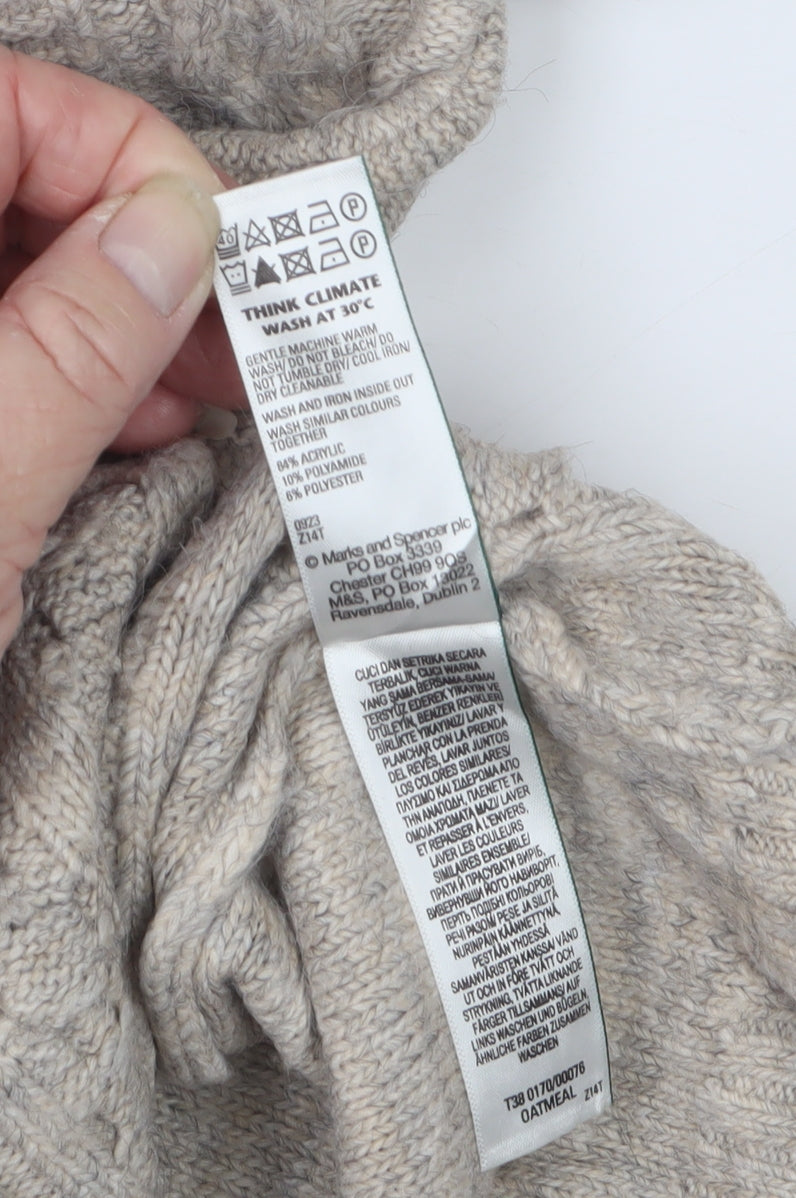 Marks & Spencer Women Beige Size 12 Cable Knit Long Jumper Dress
