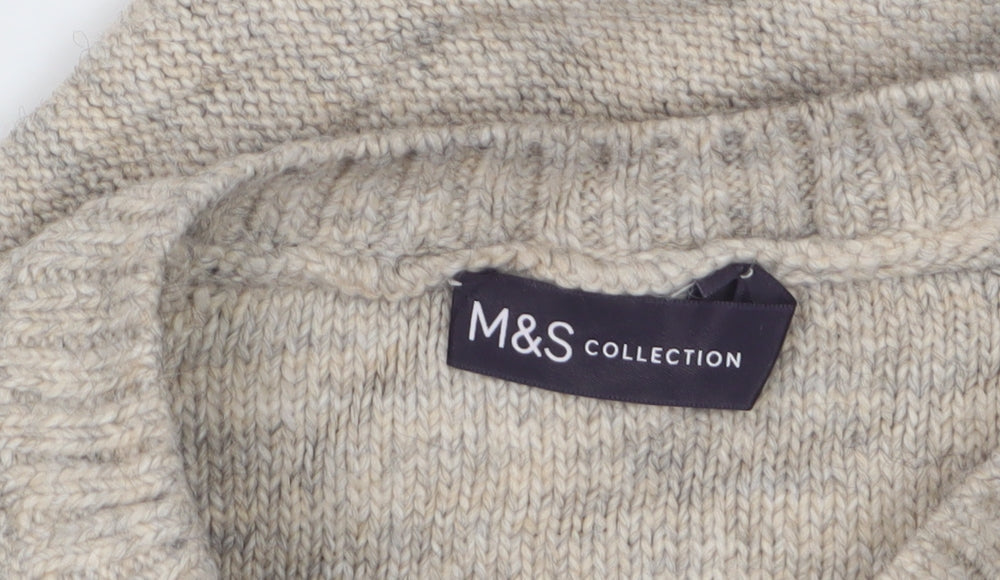Marks & Spencer Women Beige Size 12 Cable Knit Long Jumper Dress
