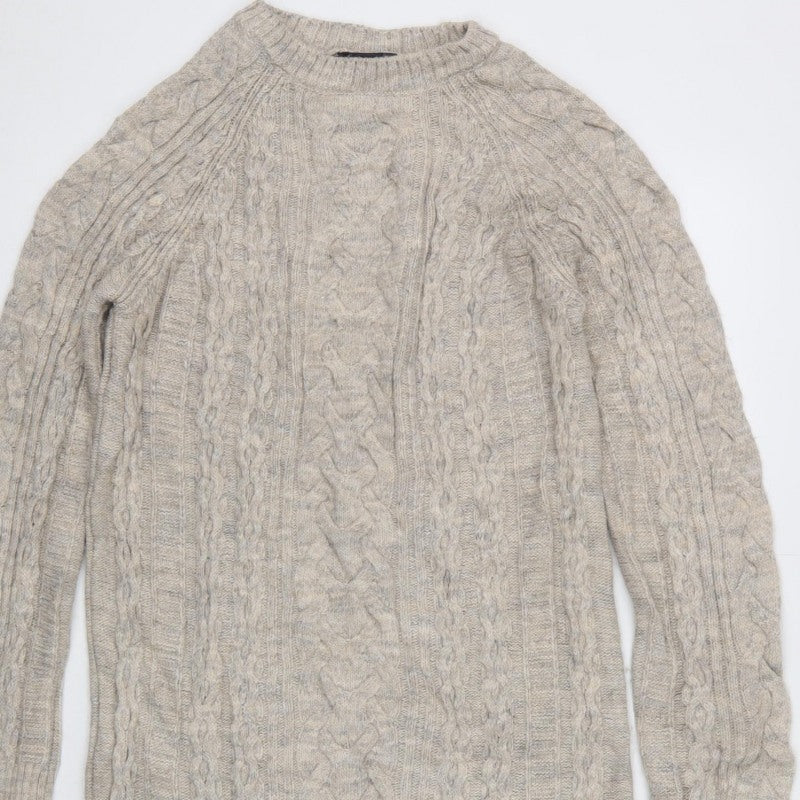 Marks & Spencer Women Beige Size 12 Cable Knit Long Jumper Dress