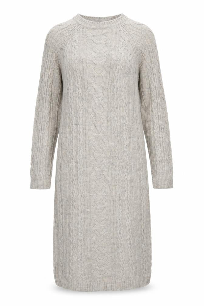 Marks & Spencer Women Beige Size 12 Cable Knit Long Jumper Dress