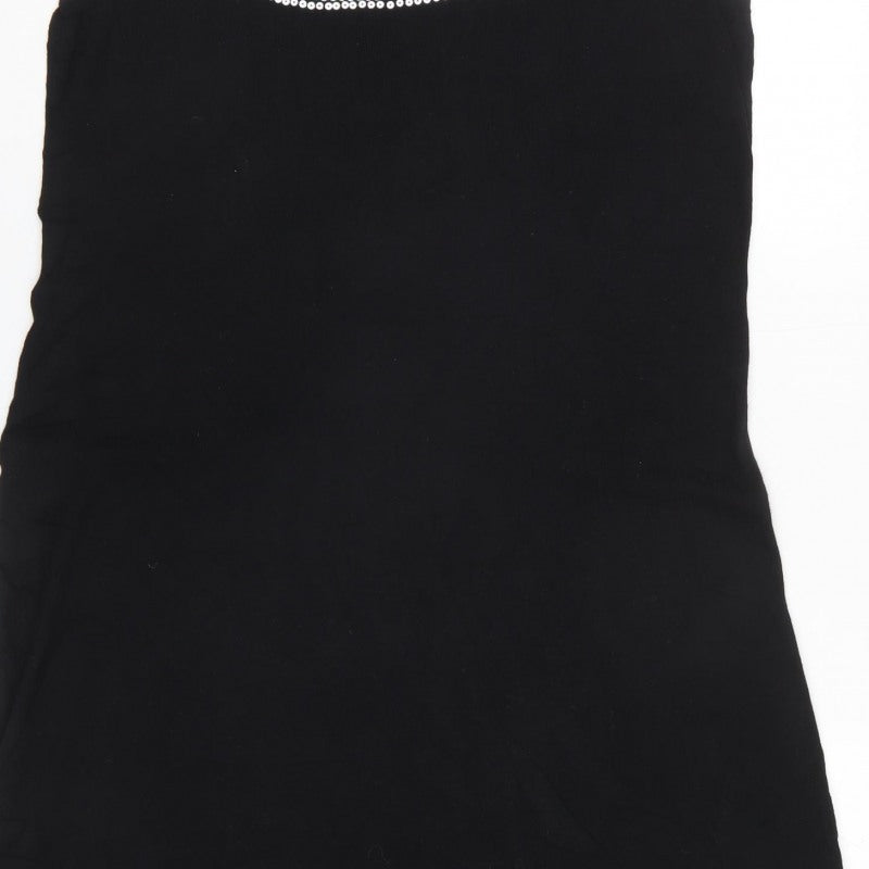 Madeleine Women Black UK 16 Knee Length Sheath Dress Sequin Neckline
