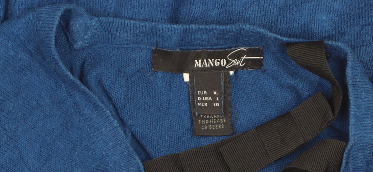 Mango Suit Women Blue XL Open-Knit Long Sleeve Pullover Jumper