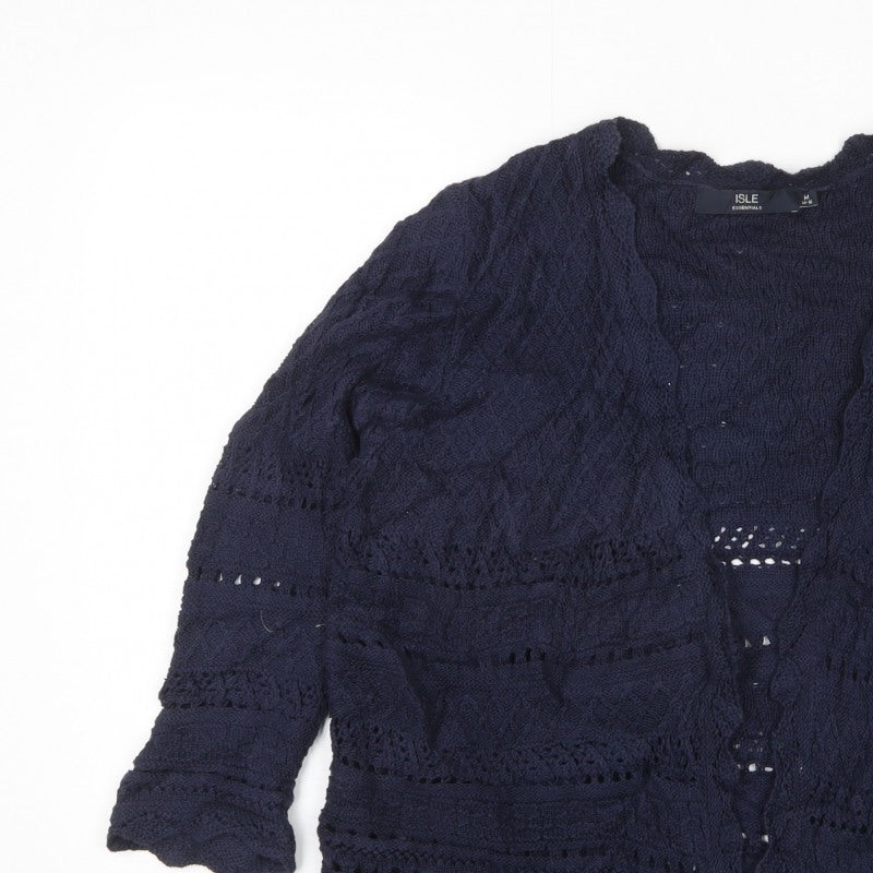 Isle Essentials Women’s Blue Open Knit Cardigan Size 14 3/4 Sleeve