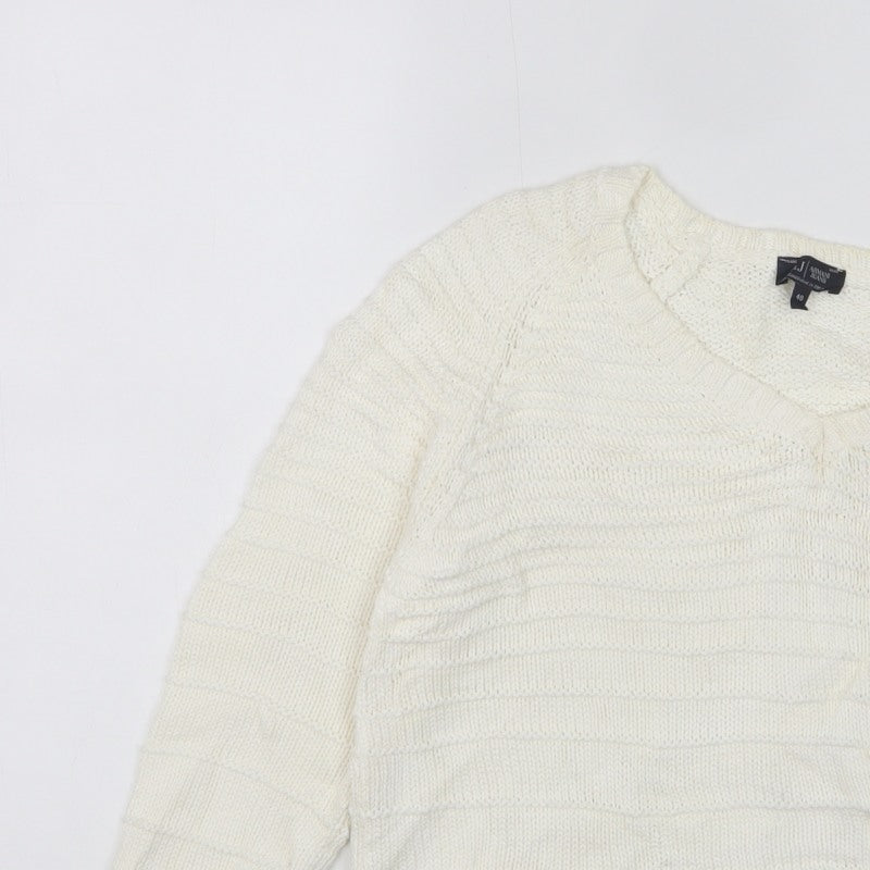 Armani Jeans Women Ivory UK 12 Cable Knit Cotton Pullover Jumper