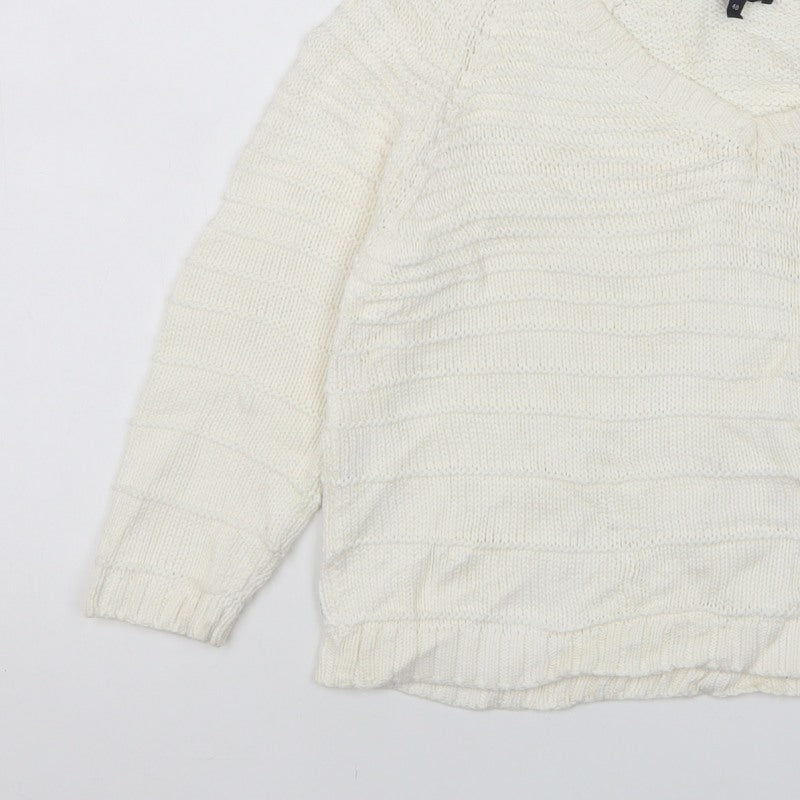 Armani Jeans Women Ivory UK 12 Cable Knit Cotton Pullover Jumper