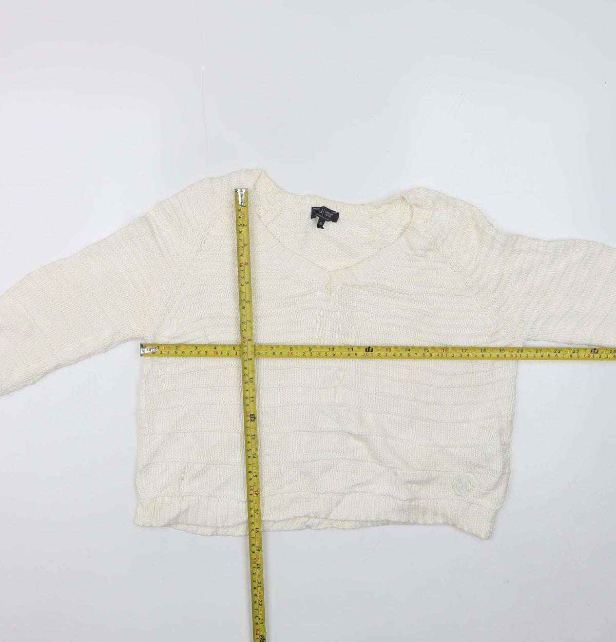 Armani Jeans Women Ivory UK 12 Cable Knit Cotton Pullover Jumper