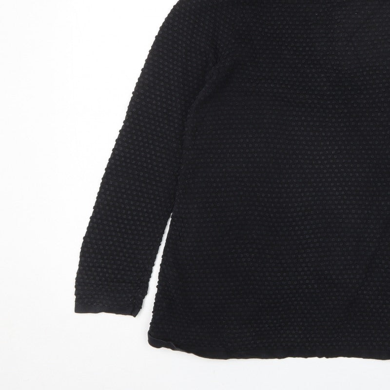 COS Women Black S Textured Cotton Crew Neck Long Sleeve Pullover Jumper