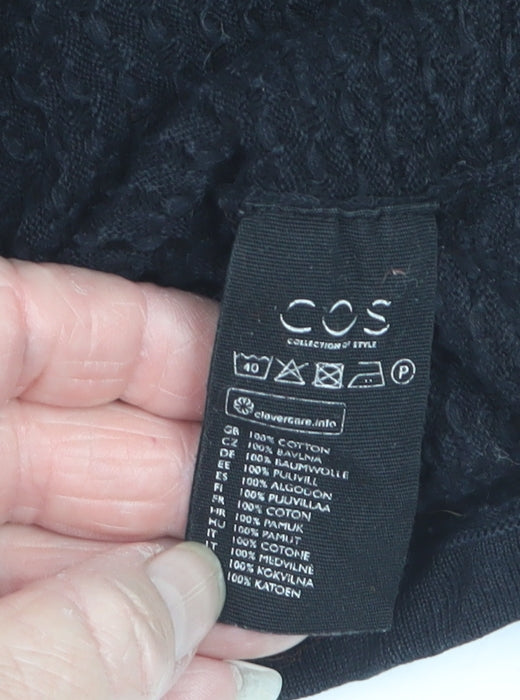 COS Women Black S Textured Cotton Crew Neck Long Sleeve Pullover Jumper