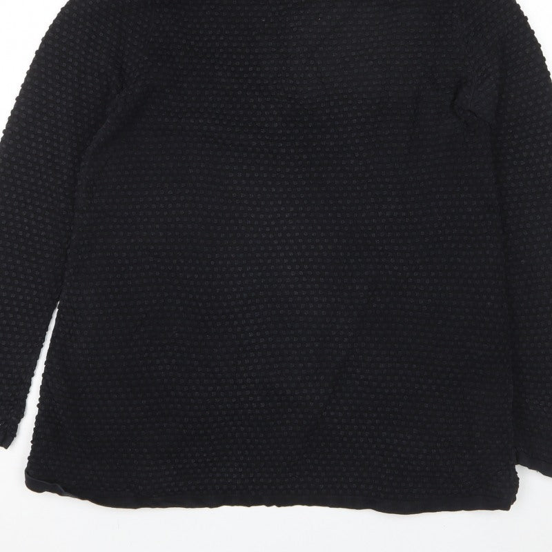 COS Women Black S Textured Cotton Crew Neck Long Sleeve Pullover Jumper