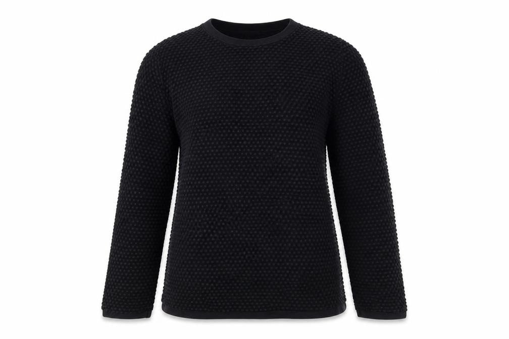 COS Women Black S Textured Cotton Crew Neck Long Sleeve Pullover Jumper
