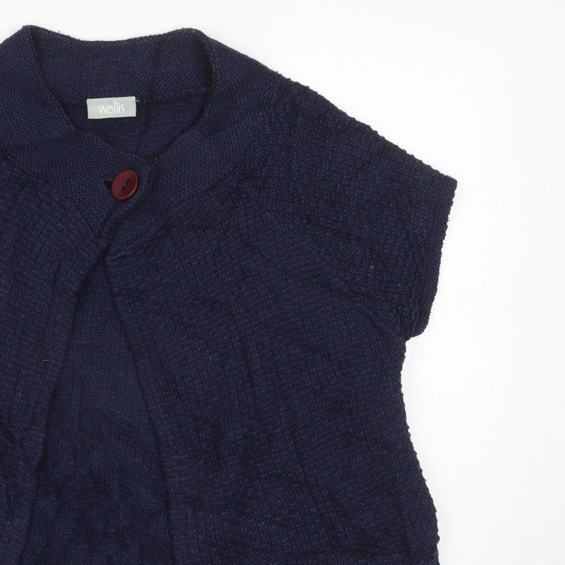 Wallis Women’s Blue L Short Sleeve Knit Cardigan One Button
