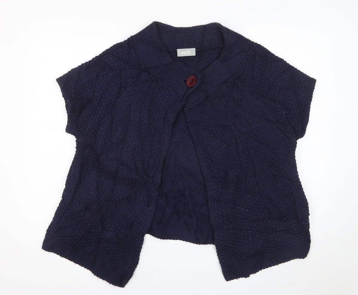Wallis Women’s Blue L Short Sleeve Knit Cardigan One Button