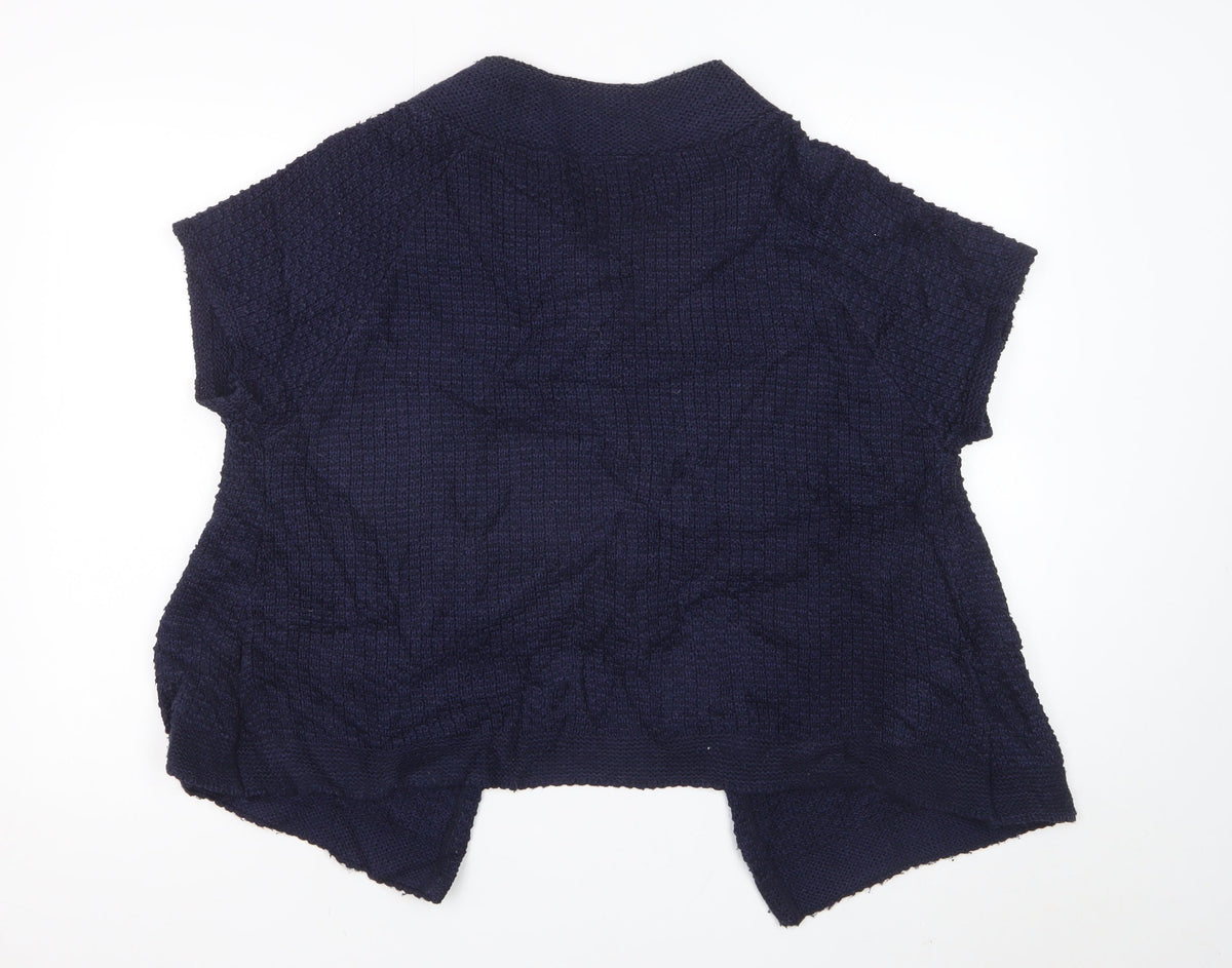 Wallis Women’s Blue L Short Sleeve Knit Cardigan One Button