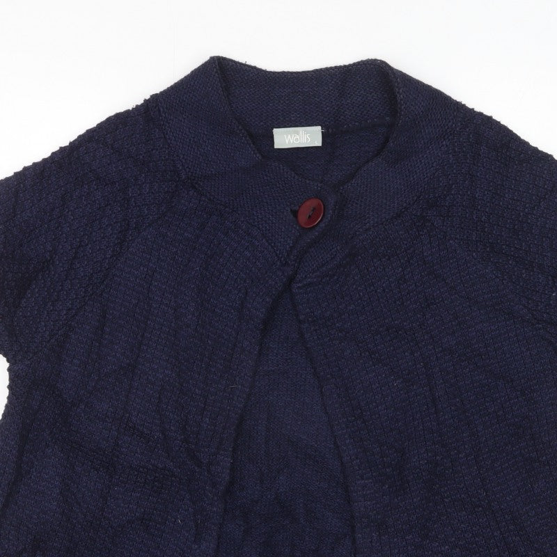 Wallis Women’s Blue L Short Sleeve Knit Cardigan One Button
