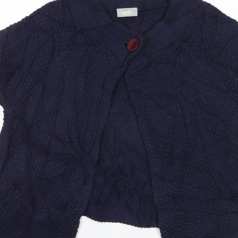 Wallis Women’s Blue L Short Sleeve Knit Cardigan One Button