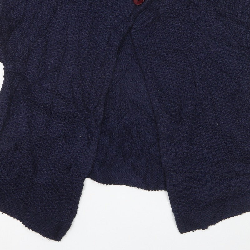 Wallis Women’s Blue L Short Sleeve Knit Cardigan One Button