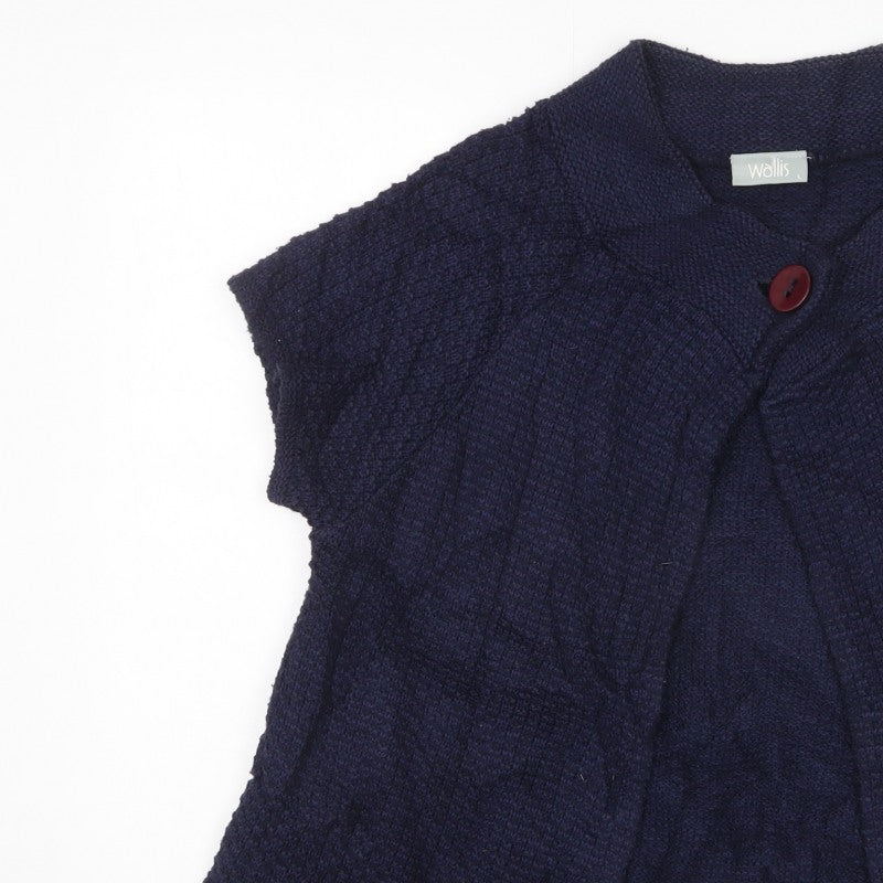 Wallis Women’s Blue L Short Sleeve Knit Cardigan One Button