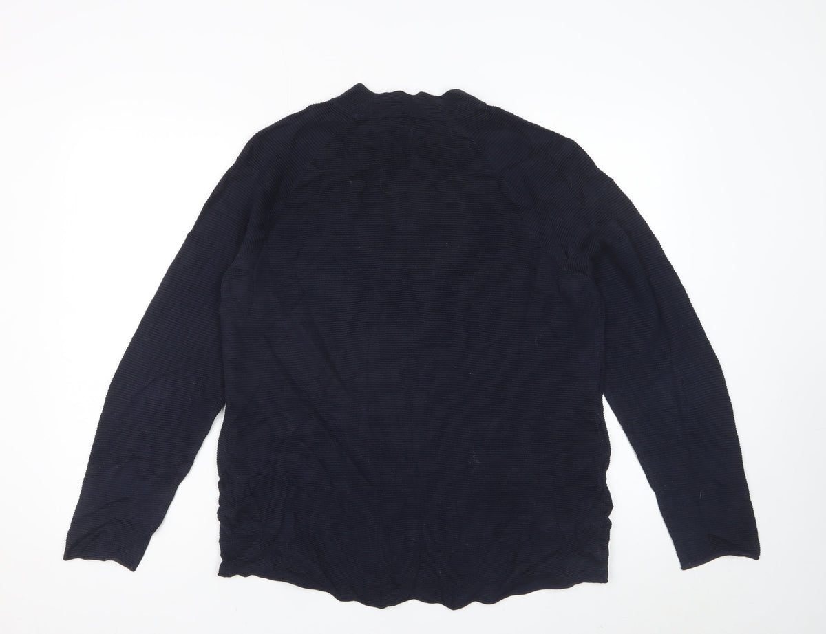 Cecil Unisex Adults Blue L Mock Neck Cotton Knit Pullover Jumper Logo