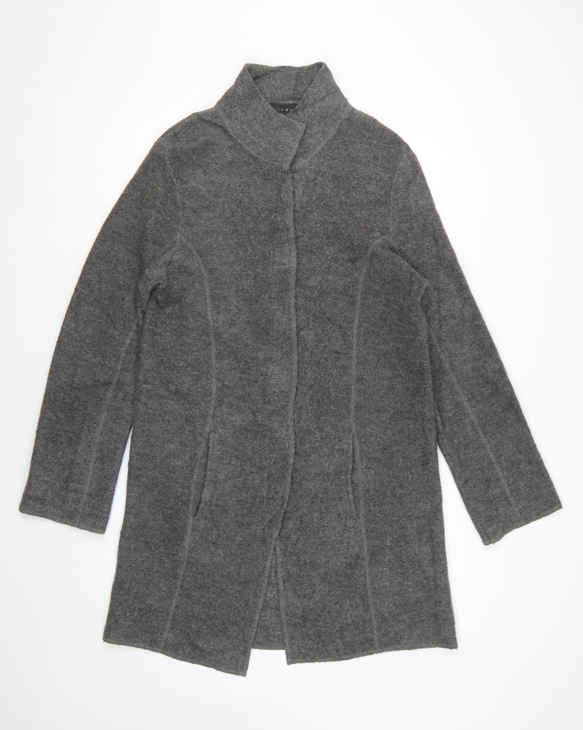 Linea Women’s Grey Size S Long Knit Open Coatigan with Pockets