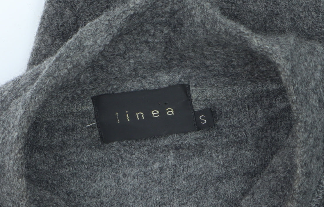 Linea Women’s Grey Size S Long Knit Open Coatigan with Pockets
