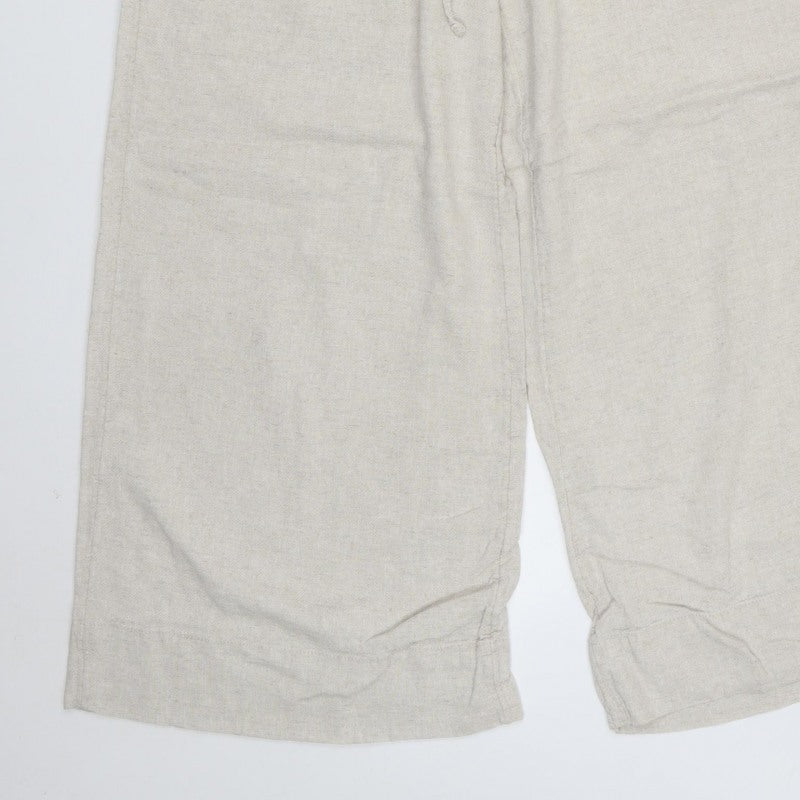 Women’s Beige UK 14 Paperbag Wide-Leg Drawstring Trousers