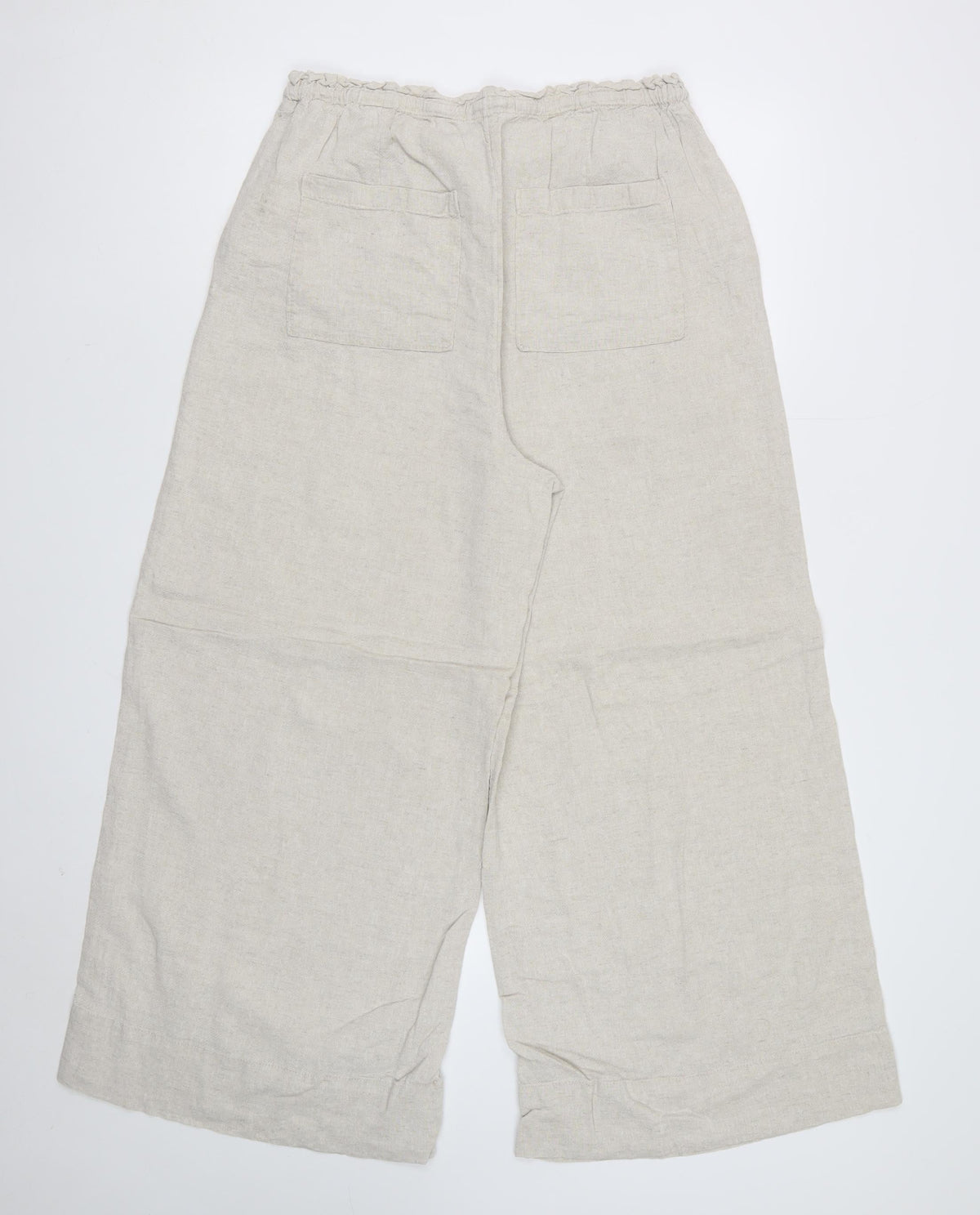 Women’s Beige UK 14 Paperbag Wide-Leg Drawstring Trousers