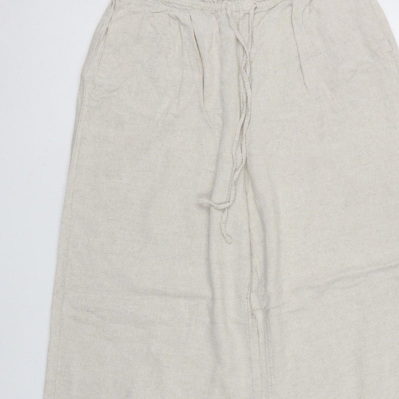 Women’s Beige UK 14 Paperbag Wide-Leg Drawstring Trousers