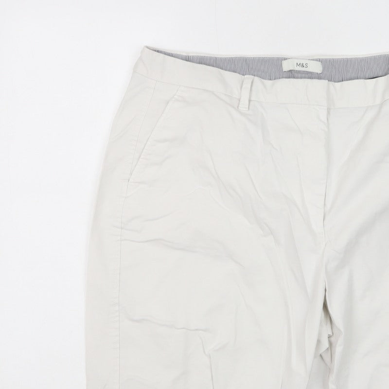 Marks and Spencer Women White Size 20 Cotton Stretch Chino Shorts