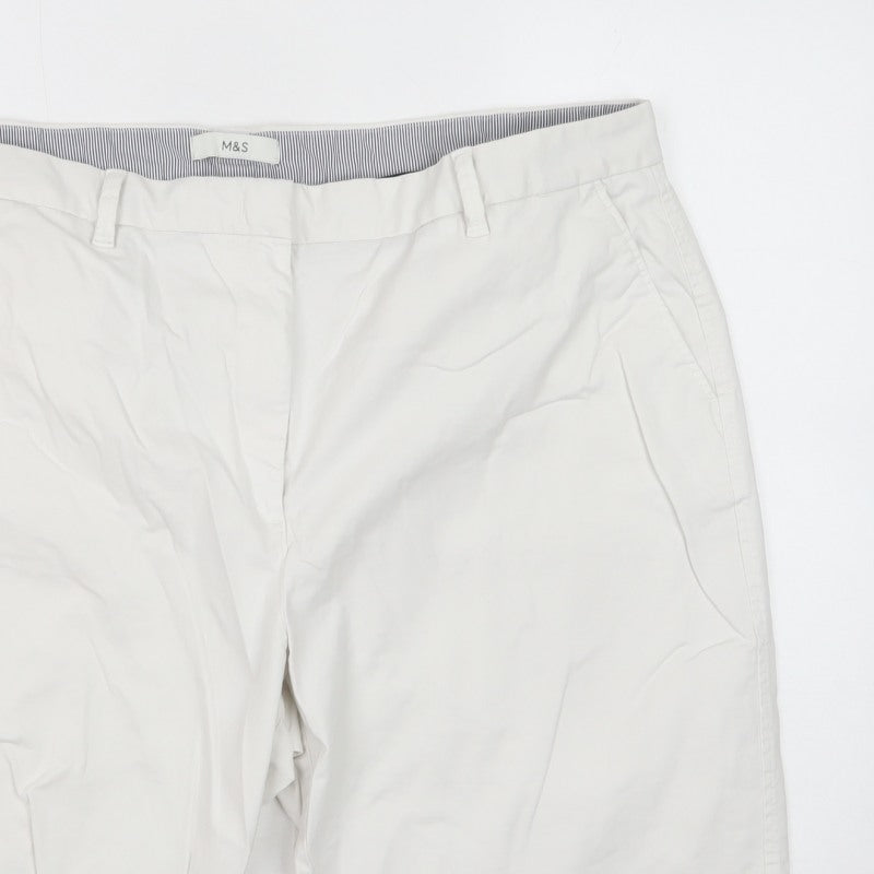 Marks and Spencer Women White Size 20 Cotton Stretch Chino Shorts