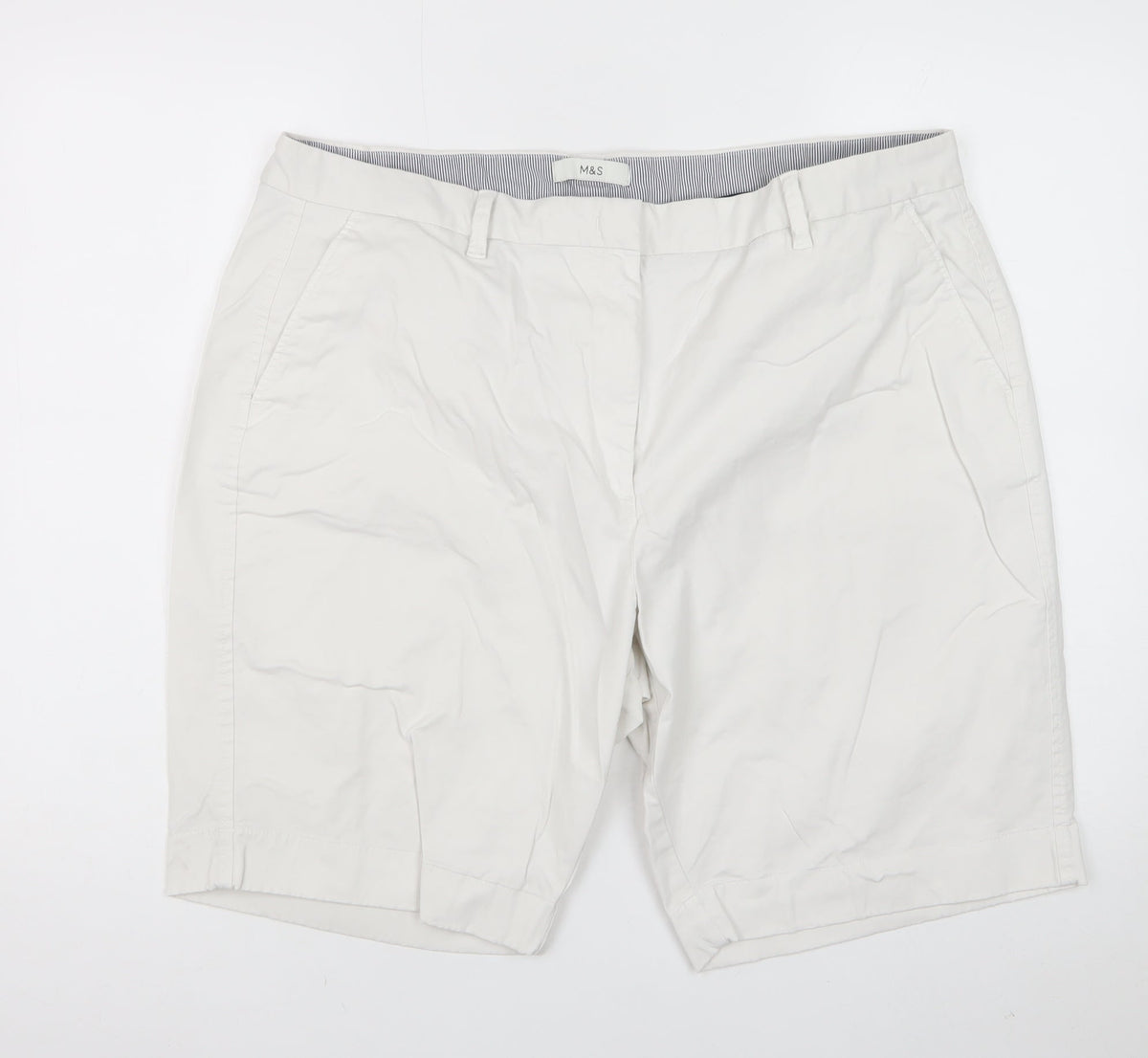 Marks and Spencer Women White Size 20 Cotton Stretch Chino Shorts