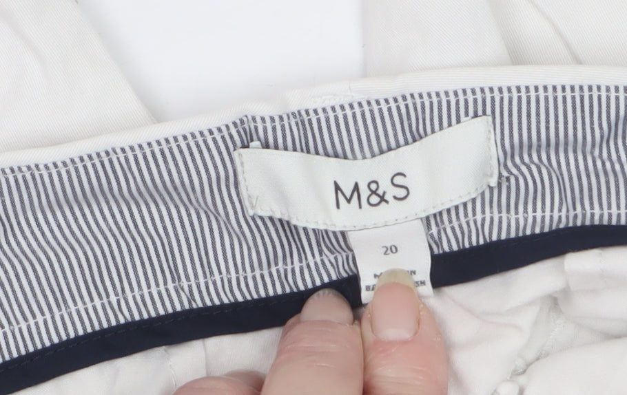 Marks and Spencer Women White Size 20 Cotton Stretch Chino Shorts