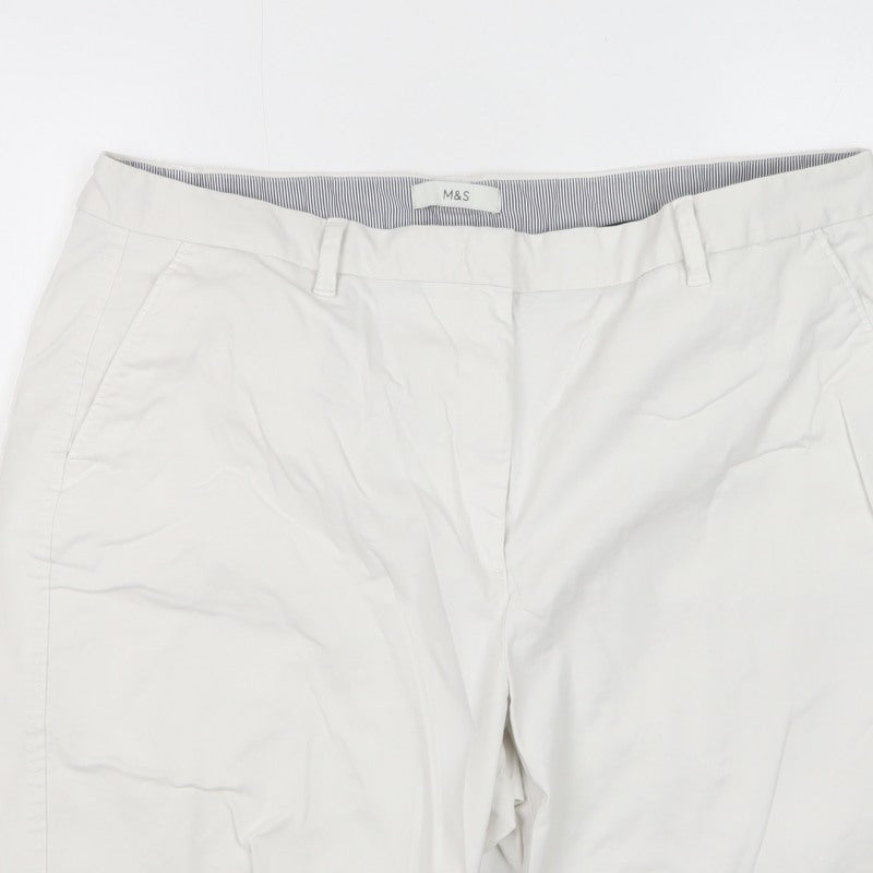 Marks and Spencer Women White Size 20 Cotton Stretch Chino Shorts