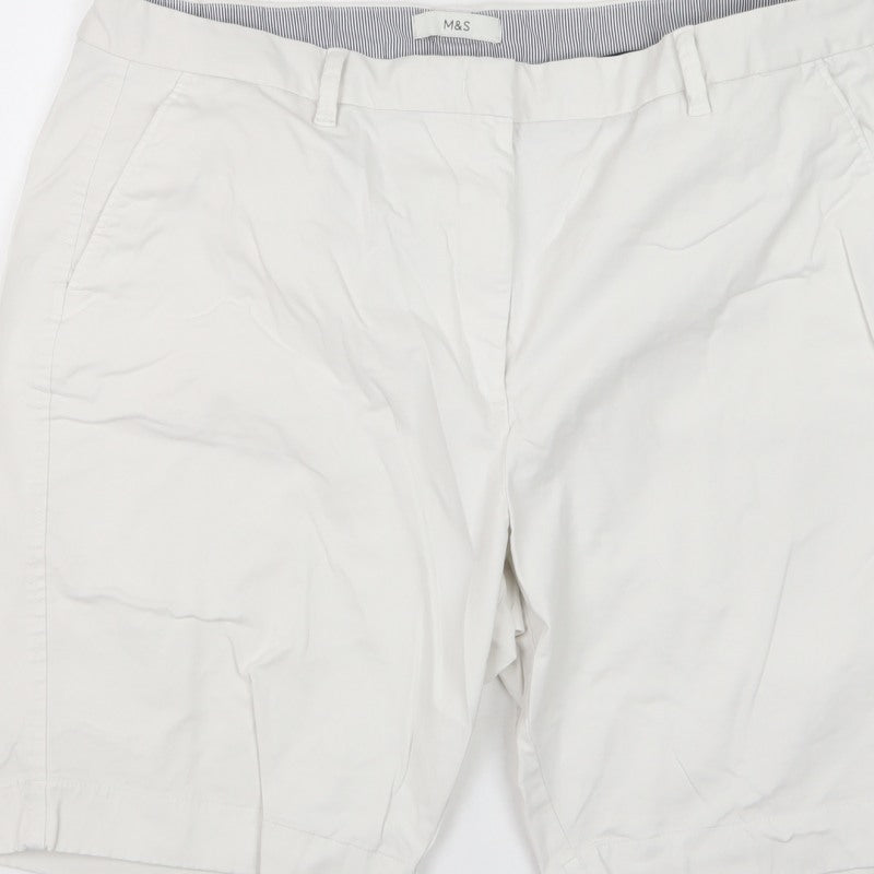 Marks and Spencer Women White Size 20 Cotton Stretch Chino Shorts
