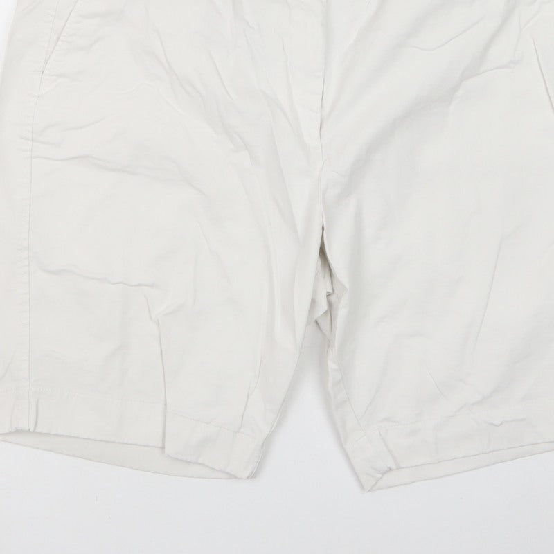 Marks and Spencer Women White Size 20 Cotton Stretch Chino Shorts