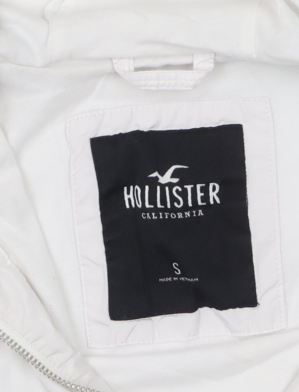 Hollister Women's White Black Hooded Windbreaker Jacket S