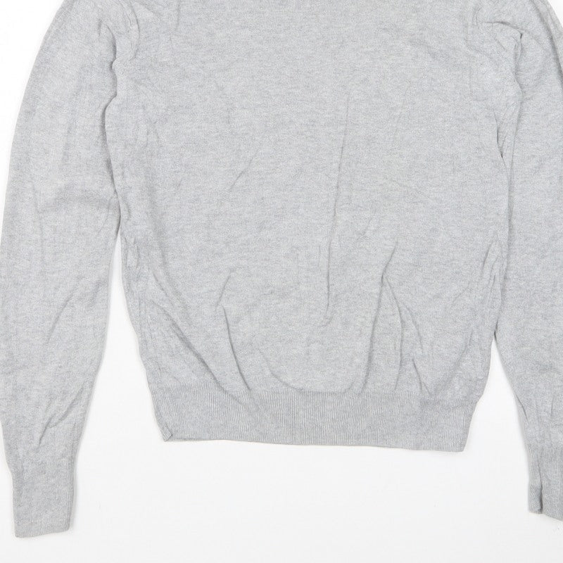 Uniqlo Women Grey XS Crew Neck Long Sleeve Fine Knit Pullover Jumper